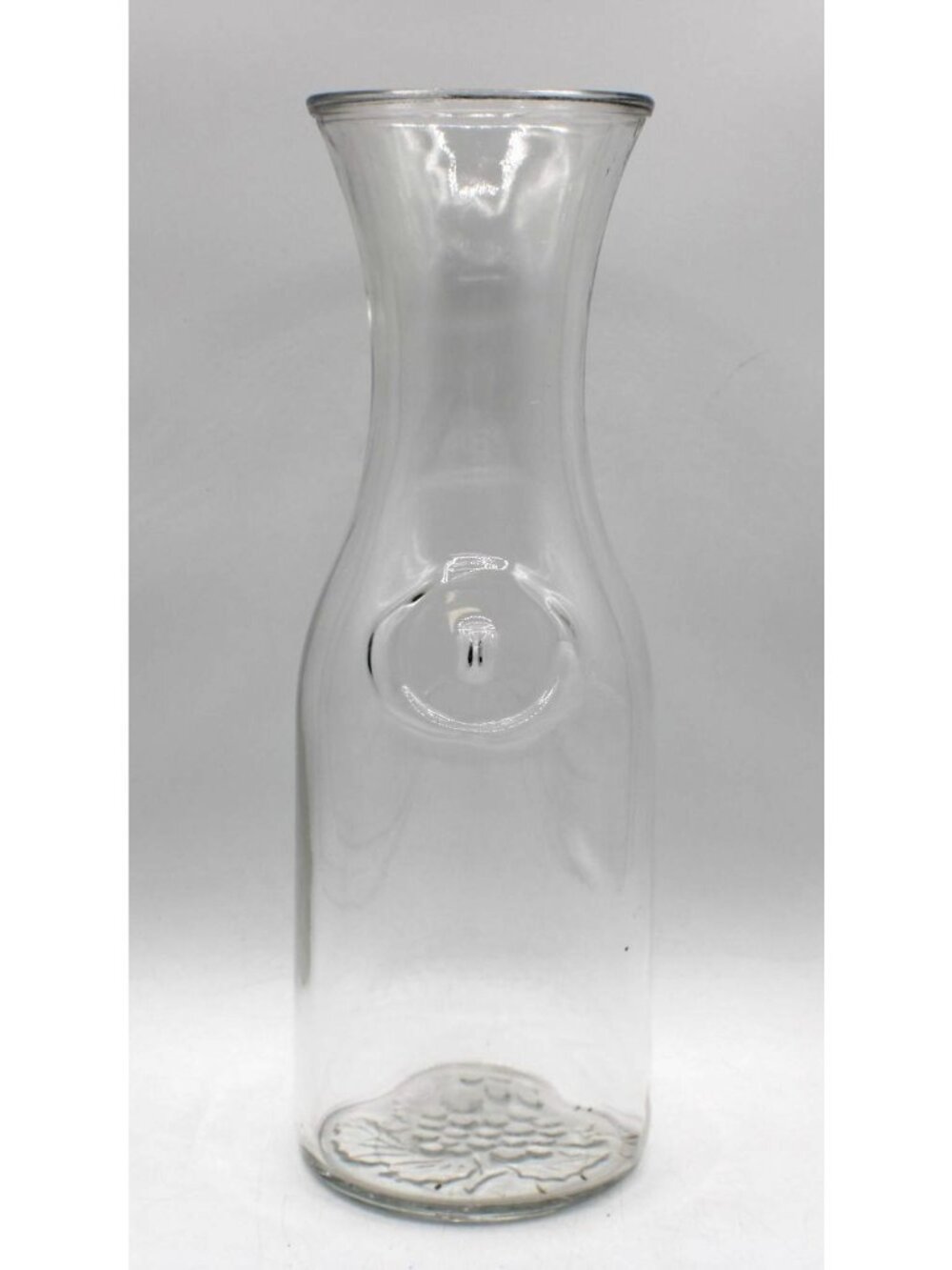 Libbey of Canada Clear Glass wine Juice Carafe Embossed Grape Motif On Base 11"